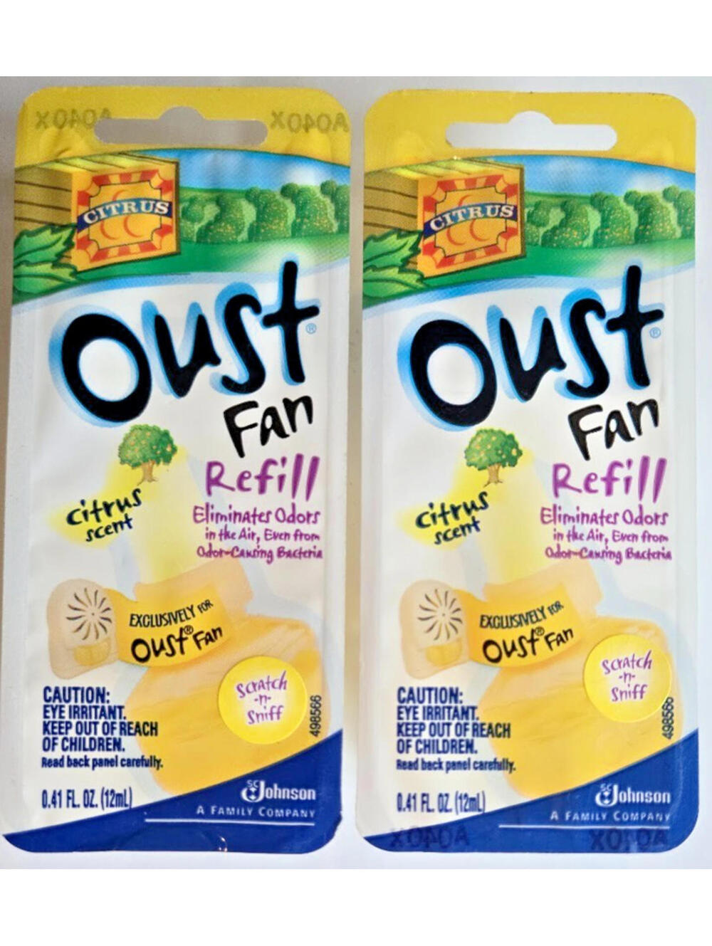 Lot of 2 Discontinued Oust Fan Scented Oil Refills Citrus Scent .41 Oz NEW